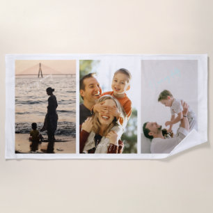 Personalised Family Photo Collage Design Beach Towel