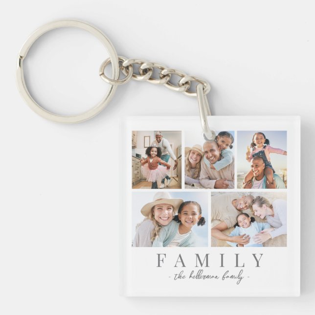 Personalised Family Photo Collage Key Ring (Front)