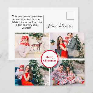 Personalised Family Photo Collage Merry Christmas Postcard