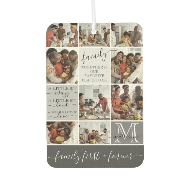 Personalised Family Photo Collage Monogram Quotes Car Air Freshener (Front)