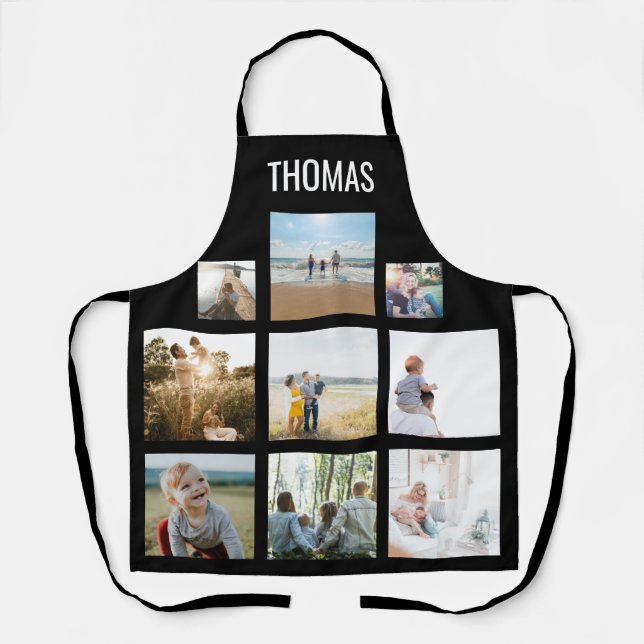 Personalised Family Photo Collage Name Apron (Front)