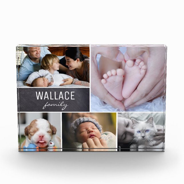Personalised Family Photo Collage Name Frame Block (Front)