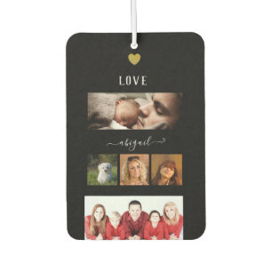 Personalised Family Photo Collage on Black  Car Air Freshener