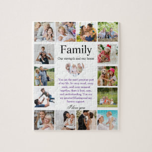 Personalised Family Photo Collage Poster with Hear Jigsaw Puzzle