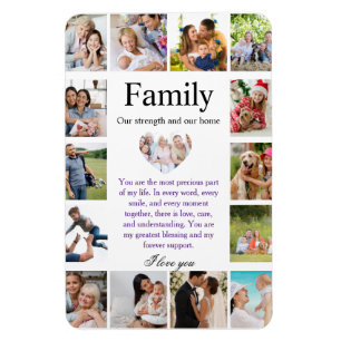 Personalised Family Photo Collage Poster with Hear Magnet