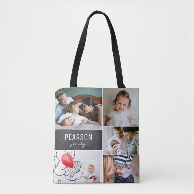 Personalised Family photo Collage special message Tote Bag (Front)