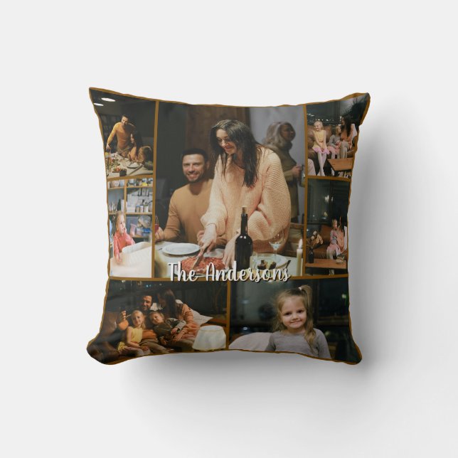 Personalised Family Photo Collage Throw Pillow (Front)