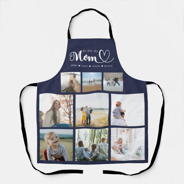 Personalised Family Photo Collage We Love You Mum Apron (Front)