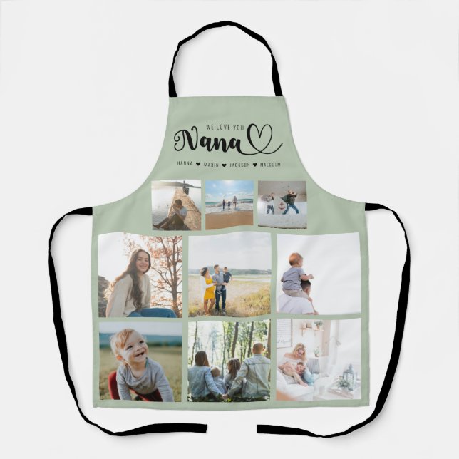Personalised Family Photo Collage We Love You Nana Apron (Front)