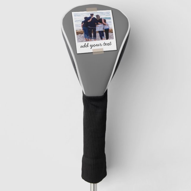 Personalised Family Photo & Custom Text Golf Head Cover (Front)