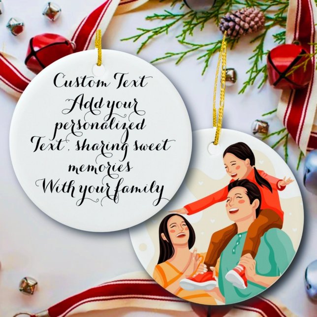 Personalised family photo, custom text ornament. ceramic tree decoration (Creator Uploaded)