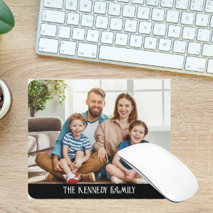 Personalised family photo family name typography  mouse mat