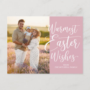 Personalised Family Photo Happy Easter Blush Pink Postcard