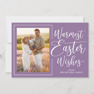 Personalised Family Photo Happy Easter On Purple Holiday Card