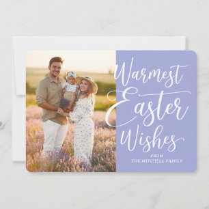 Personalised Family Photo Happy Easter Violet Blue Holiday Card