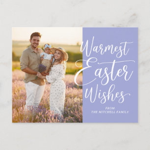 Personalised Family Photo Happy Easter Violet Blue Postcard