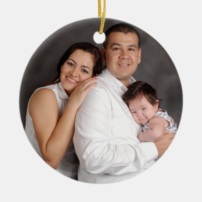 Personalised Family Photo Holiday Ceramic Tree Decoration (Front)