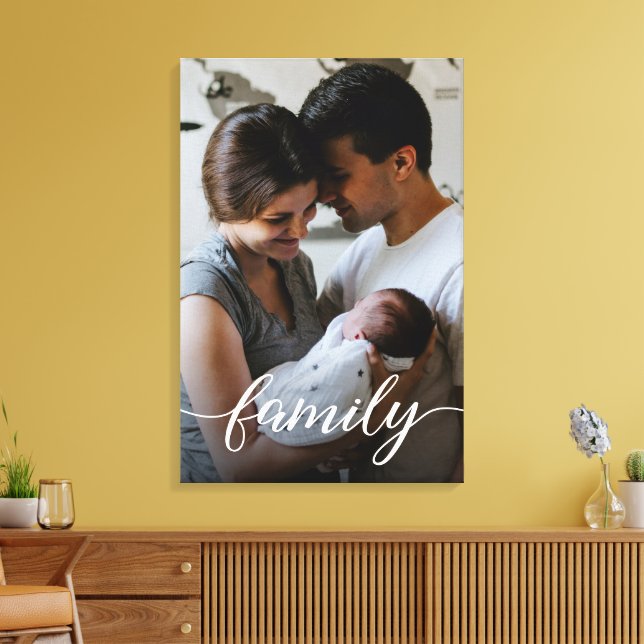 Personalised Family Photo Modern script Canvas Print (Insitu(LivingRoom))