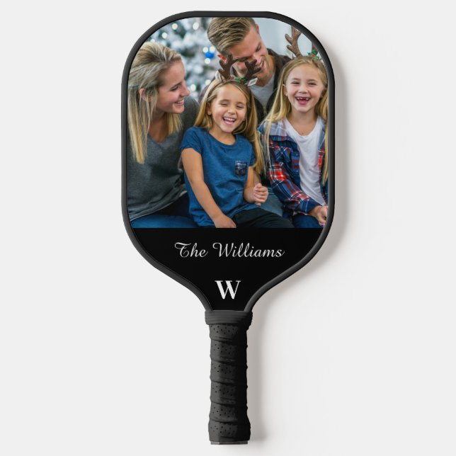 Personalised Family Photo Monogram Family Name  Pickleball Paddle (Front)