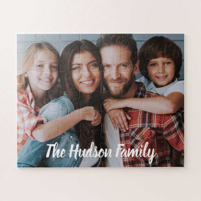 Personalised Family Photo Monogram Name Jigsaw Puzzle (Horizontal)