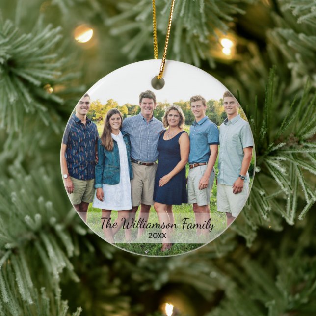 Personalised Family Photo Name Year Christmas Ceramic Tree Decoration (Tree)