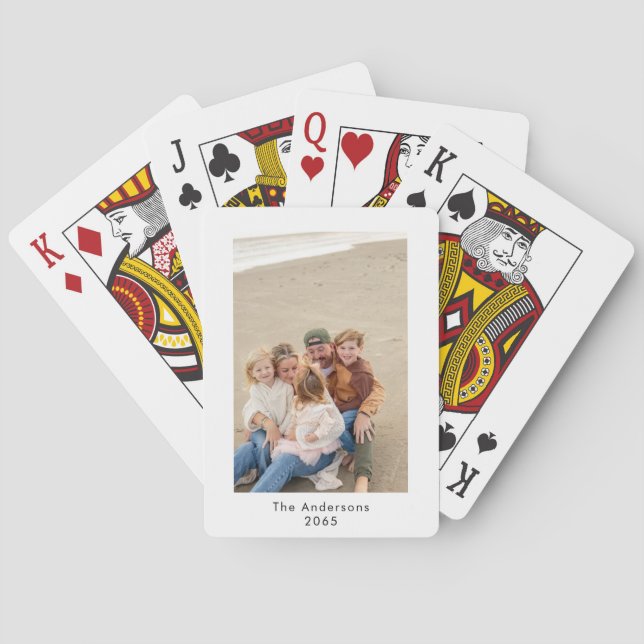 Personalised Family Photo Name & Year Playing Cards (Back)