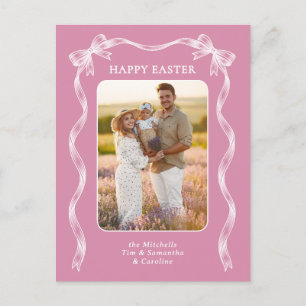 Personalised Family Photo On Mauve Pink Easter Postcard