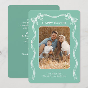 Personalised Family Photo On Mint Green Easter Holiday Card