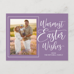 Personalised Family Photo On Violet Purple Easter Postcard