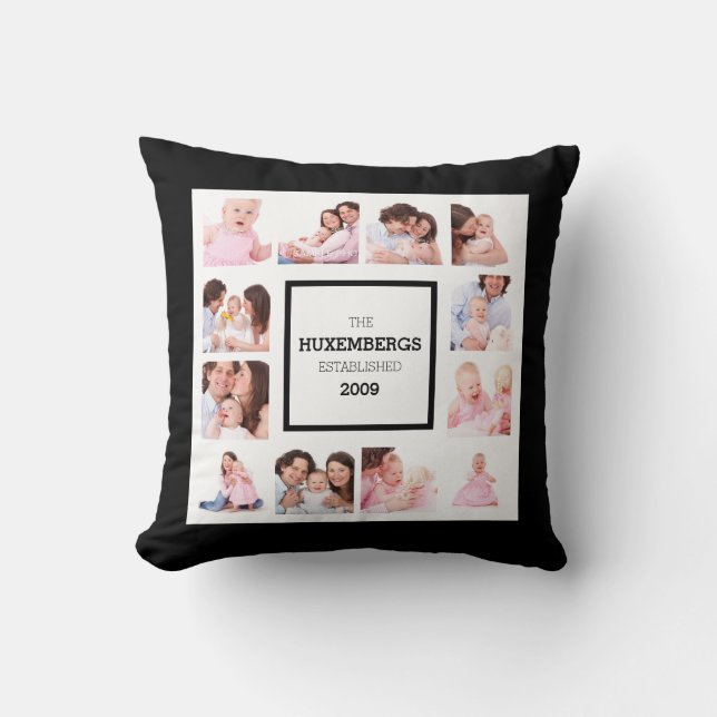 Personalised Family Photo Pillow with 12 Pictures (Front)