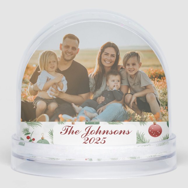 Personalised Family Photo Snow Globe Custom Name (Front)