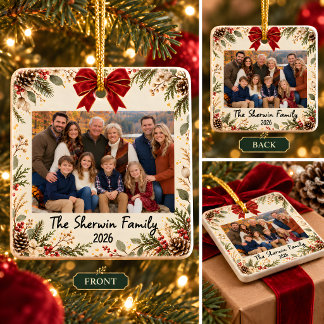 Personalised Family Photo Square Ceramic Ornament