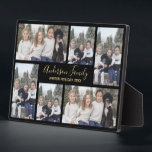 Personalised Family Photo Template Black Gold Plaque<br><div class="desc">Customisable Family Photo Template with six photo positions. Photos sit atop a black background. Handwritten font for the family name. Plenty of room for long names. Edit the holiday season and year too. To personalise this plaque click on "personalise this template" then edit the fields provided. The template photos are...</div>