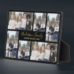 Personalised Family Photo Template Black Gold Plaque<br><div class="desc">Customisable Family Photo Template with six photo positions. Photos sit atop a black background. Handwritten font for the family name. Plenty of room for long names. Edit the holiday season and year too. To personalise this plaque click on "personalise this template" then edit the fields provided. The template photos are...</div>