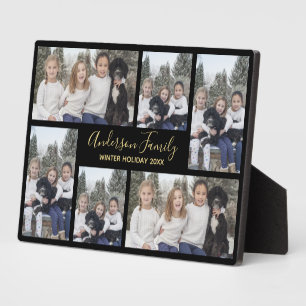 Personalised Family Photo Template Black Gold Plaque