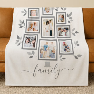 Personalised family photo tree fleece blanket