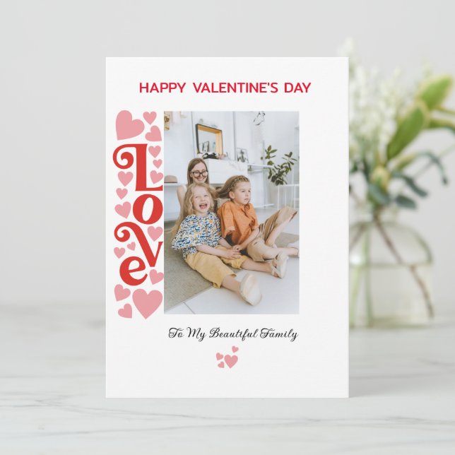 Personalised Family Photo Valentine's Day Card (Standing Front)