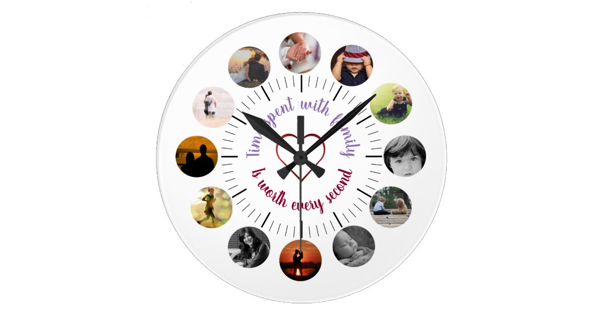 Personalised Family Photo Wall Clock Zazzle.co.uk
