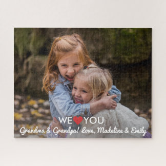 Personalised Family Photo We Love You Grandparents Jigsaw Puzzle