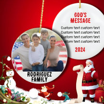 Personalised family photo with custom message.