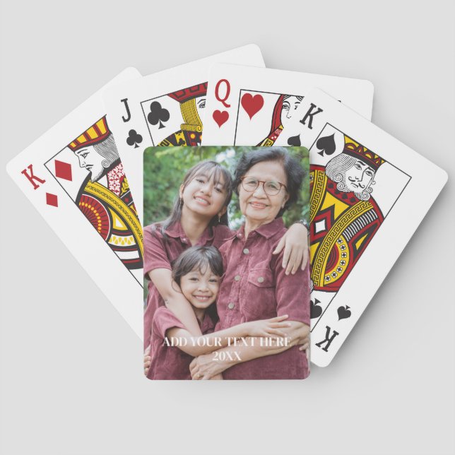 personalised Family Photo With Custom Text Playing Cards (Back)
