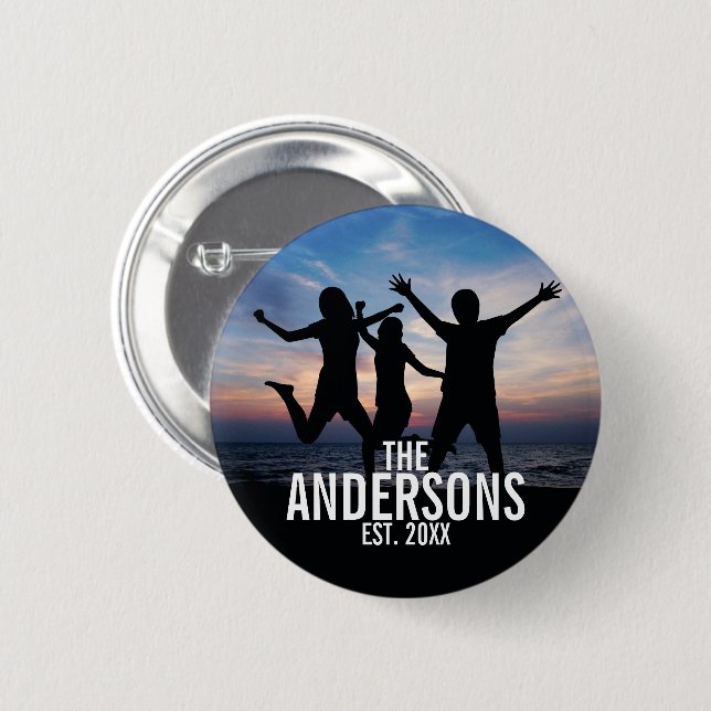 Personalised Family Photo with Family Name 6 Cm Round Badge (Front & Back)