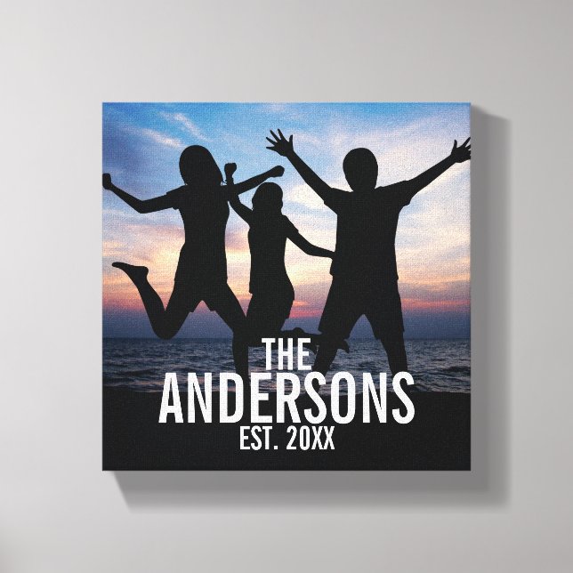 Personalised Family Photo with Family Name Canvas Print (Front)