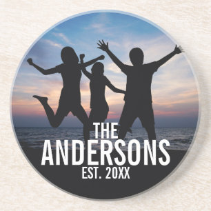 Personalised Family Photo with Family Name Coaster
