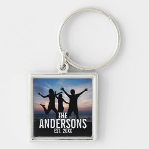 Personalised Family Photo with Family Name Key Ring