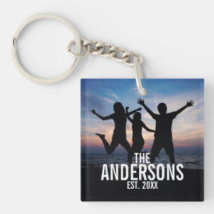 Personalised Family Photo with Family Name Key Ring
