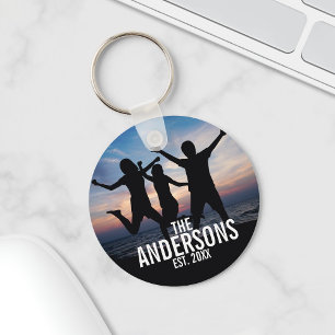 Personalised Family Photo with Family Name Key Ring