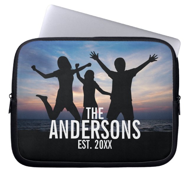 Personalised Family Photo with Family Name Laptop Sleeve (Front)