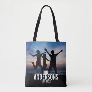 Personalised Family Photo with Family Name Tote Bag