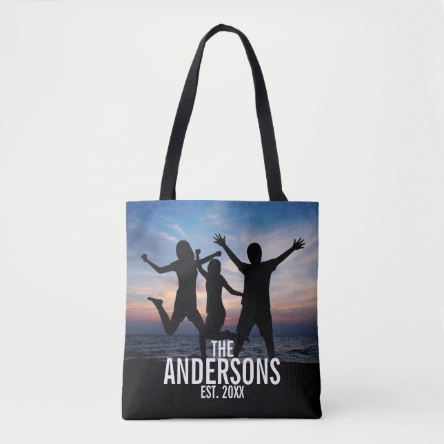Personalised Family Photo with Family Name Tote Bag (Front)